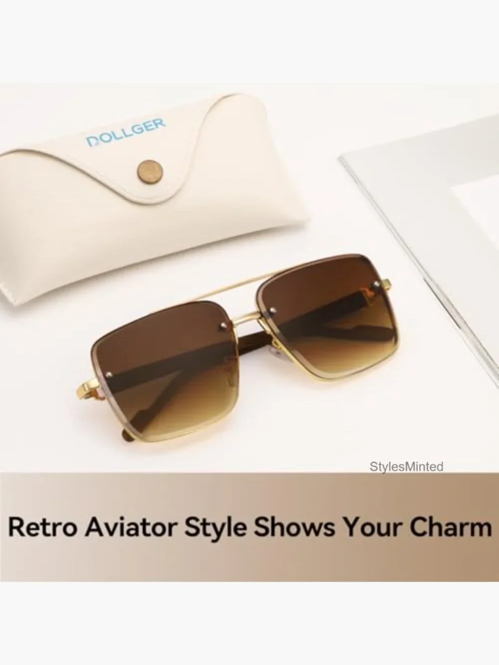 Oversized Square Aviator Sunglasses for Men Women UV400 Protection